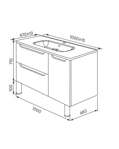 Тумба с раковиной белый глянец 100 см IDDIS Edifice EDI10WFi95K
