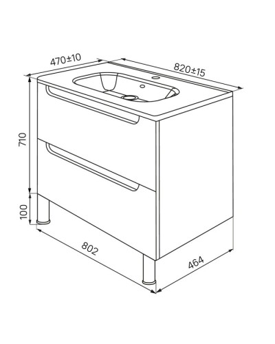 Тумба с раковиной белый глянец 82 см IDDIS Edifice EDI80WFi95K