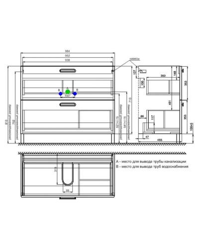 Тумба с раковиной белый глянец 100 см IDDIS Brick BRI10WFi95K
