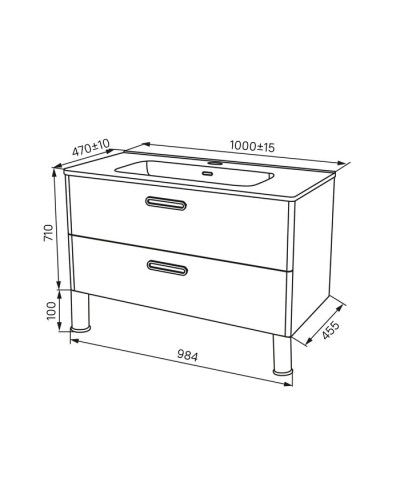 Тумба с раковиной белый глянец 100 см IDDIS Brick BRI10WFi95K