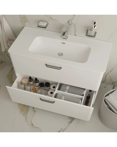 Тумба с раковиной белый глянец 100 см IDDIS Brick BRI10WFi95K