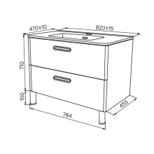 Тумба с раковиной белый глянец 82 см IDDIS Brick BRI80WFi95K