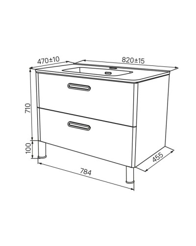 Тумба с раковиной белый глянец 82 см IDDIS Brick BRI80WFi95K