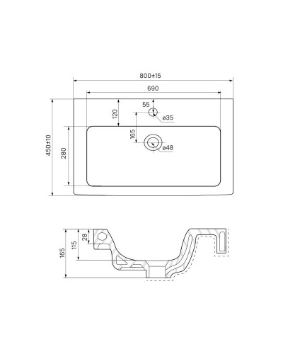 Тумба с раковиной белый глянец/дерево 80 см IDDIS Mirro MIR80W0i95K