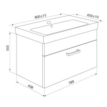 Тумба с раковиной белый глянец/дерево 80 см IDDIS Mirro MIR80W0i95K