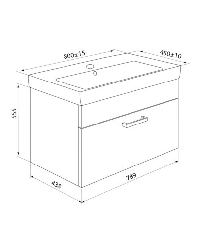 Тумба с раковиной белый глянец/дерево 80 см IDDIS Mirro MIR80W0i95K