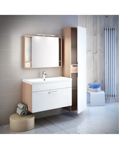 Тумба с раковиной белый глянец/дерево 80 см IDDIS Mirro MIR80W0i95K