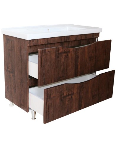 Тумба с раковиной орех 100,5 см Bellezza Санриса 4630117110437 + 4660018641259