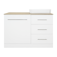 Респект -110 Тумба с 3 ящ. под стиральную машину правая (белая ПВХ/Дуб Тиссано) / раковина