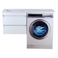 Фостер - 55 Тумба подвесная с 2 ящ. под стиральную машину, белая / раковина левая