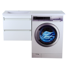 Фостер - 55 Тумба подвесная с 2 ящ. под стиральную машину, белая / раковина левая