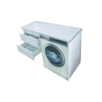 Фостер - 55 Тумба подвесная с 2 ящ. под стиральную машину, белая / раковина левая