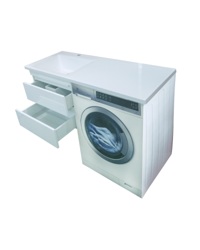 Фостер - 55 Тумба подвесная с 2 ящ. под стиральную машину, белая / раковина левая
