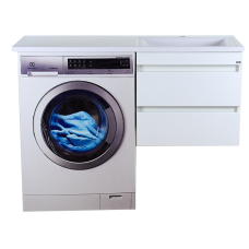 Фостер - 55 Тумба подвесная с 2 ящ. под стиральную машину, белая / раковина правая