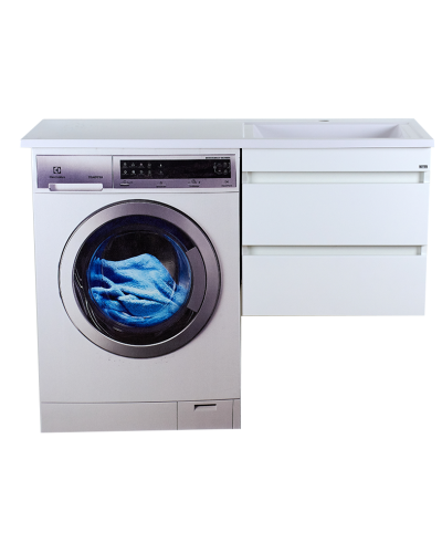 Фостер - 55 Тумба подвесная с 2 ящ. под стиральную машину, белая / раковина правая