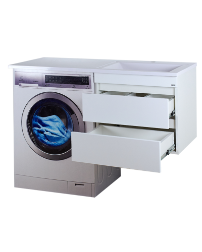 Фостер - 55 Тумба подвесная с 2 ящ. под стиральную машину, белая / раковина правая