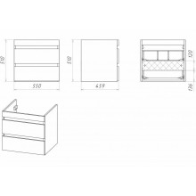 Фостер - 55 Тумба подвесная с 2 ящ. под стиральную машину, белая / раковина правая