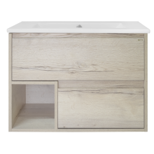 Дунай - 75 Тумба подвесная с 2 ящиками и нишей (цвет Дуб белый) / раковина