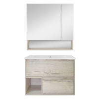 Дунай - 75 Тумба подвесная с 2 ящиками и нишей (цвет Дуб белый) / раковина