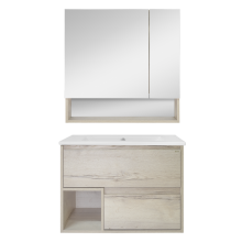 Дунай - 75 Тумба подвесная с 2 ящиками и нишей (цвет Дуб белый) / раковина