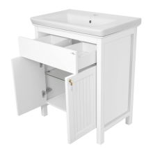 Адель - 70 Тумба прямая белая эмаль / раковина