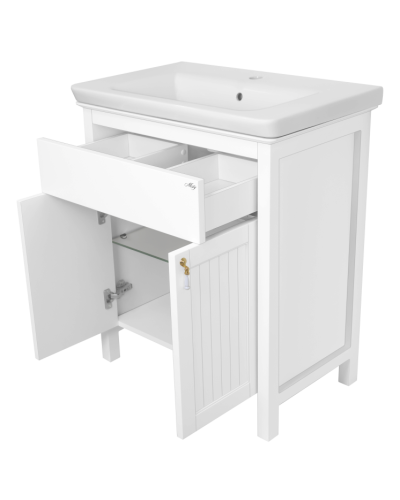 Адель - 70 Тумба прямая белая эмаль / раковина