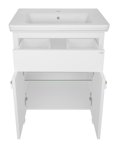 Адель - 70 Тумба прямая белая эмаль / раковина