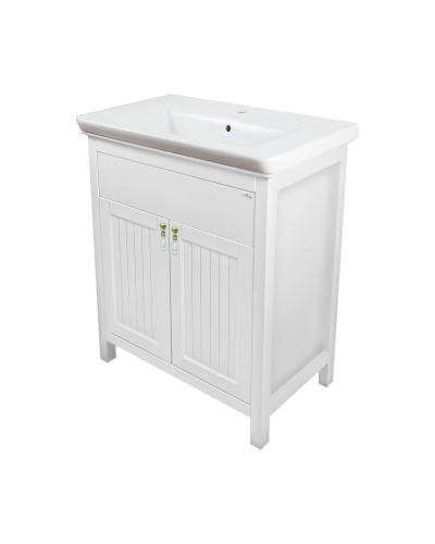 Адель - 80 Тумба прямая белая эмаль / раковина