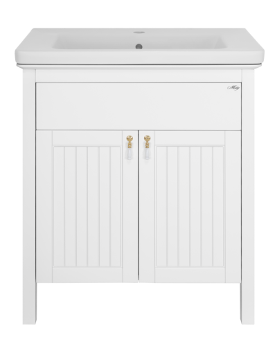 Адель - 80 Тумба прямая белая эмаль / раковина