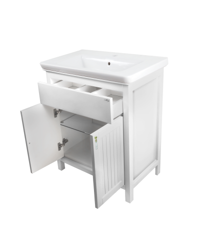 Адель - 80 Тумба прямая белая эмаль / раковина