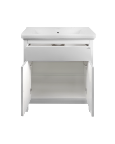 Адель - 80 Тумба прямая белая эмаль / раковина