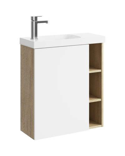 Тумба с раковиной дуб давос/белый матовый 60 см L Aqwella 5 Stars Alba