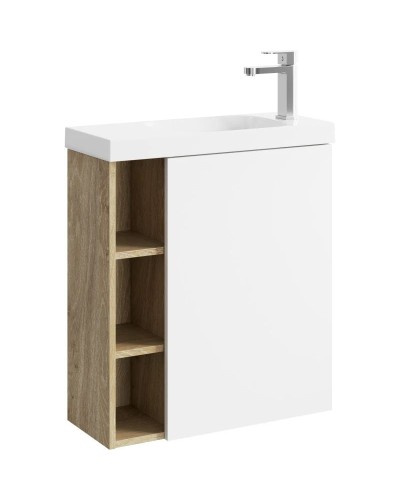 Тумба с раковиной дуб давос/белый матовый 60 см R Aqwella 5 Stars Alba