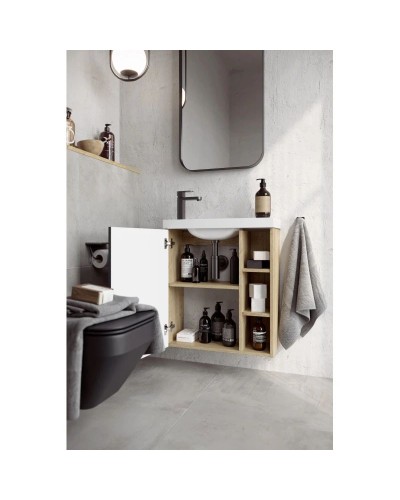 Тумба с раковиной дуб давос/серый матовый 60 см L Aqwella 5 Stars Alba