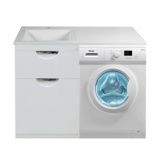 Куба - 60 Тумба 1 ящ. под стиральную машину белая эмаль / Б/К  / раковина левая