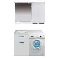 Куба - 60 Тумба 1 ящ. под стиральную машину белая эмаль / Б/К  / раковина левая