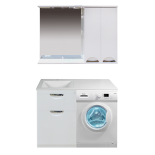 Куба - 60 Тумба 1 ящ. под стиральную машину белая эмаль / Б/К  / раковина левая