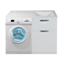 Куба - 60 Тумба 1 ящ. под стиральную машину белая эмаль / Б/К  / раковина правая