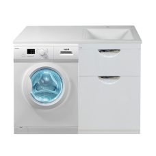 Куба - 60 Тумба 1 ящ. под стиральную машину белая эмаль / Б/К  / раковина правая