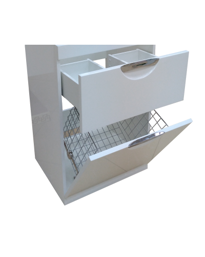 Куба - 60 Тумба 1 ящ. под стиральную машину белая эмаль / Б/К  / раковина правая