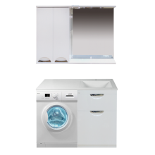 Куба - 60 Тумба 1 ящ. под стиральную машину белая эмаль / Б/К  / раковина правая