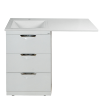 Куба - 60 Тумба 3 ящ. под стиральную машину белая эмаль  / раковина левая