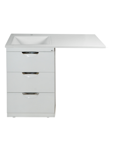Куба - 60 Тумба 3 ящ. под стиральную машину белая эмаль  / раковина левая
