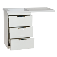 Куба - 60 Тумба 3 ящ. под стиральную машину белая эмаль  / раковина левая