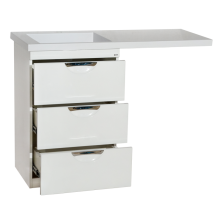 Куба - 60 Тумба 3 ящ. под стиральную машину белая эмаль  / раковина левая