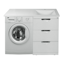 Куба - 60 Тумба 3 ящ. под стиральную машину белая эмаль / раковина правая