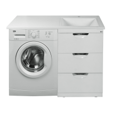 Куба - 60 Тумба 3 ящ. под стиральную машину белая эмаль / раковина правая