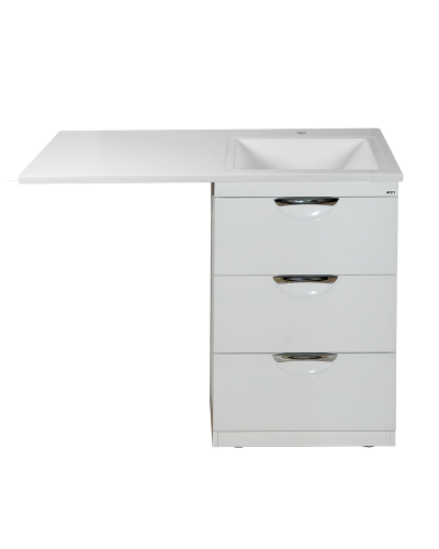 Куба - 60 Тумба 3 ящ. под стиральную машину белая эмаль / раковина правая