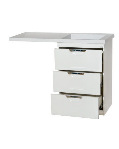 Куба - 60 Тумба 3 ящ. под стиральную машину белая эмаль / раковина правая