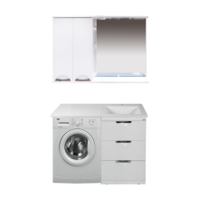 Куба - 60 Тумба 3 ящ. под стиральную машину белая эмаль / раковина правая